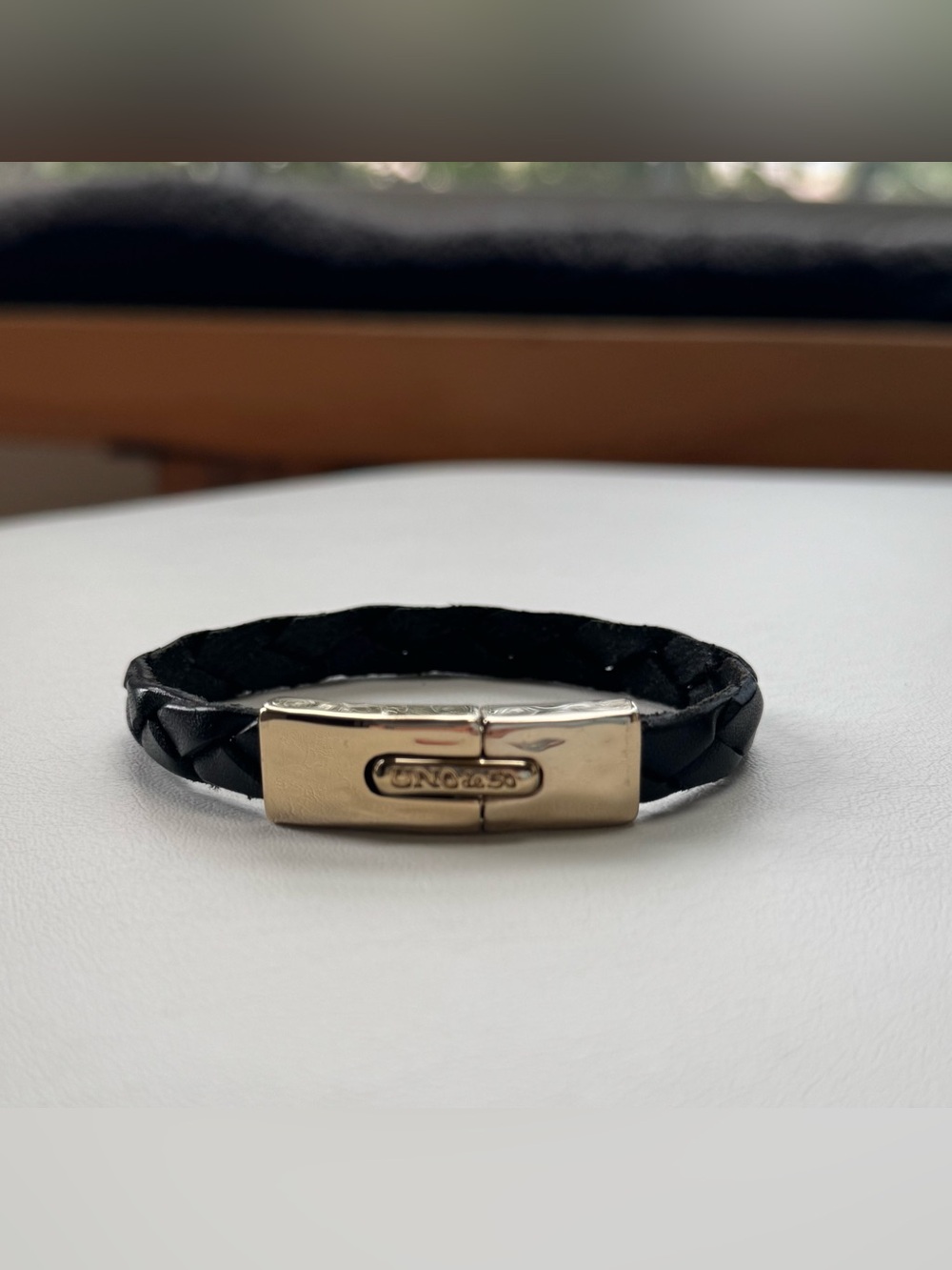 UNO DE 50 IN TOUCH GOLD BRACELET BRAIDED BLACK LEATHER
